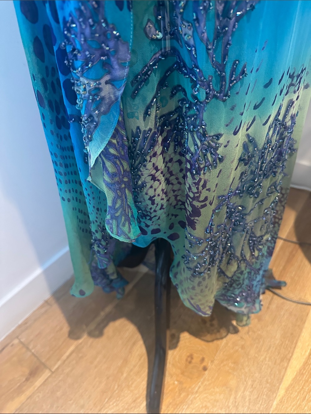 Blue-Green Beaded Maxi Dress - Picture 12 of 13